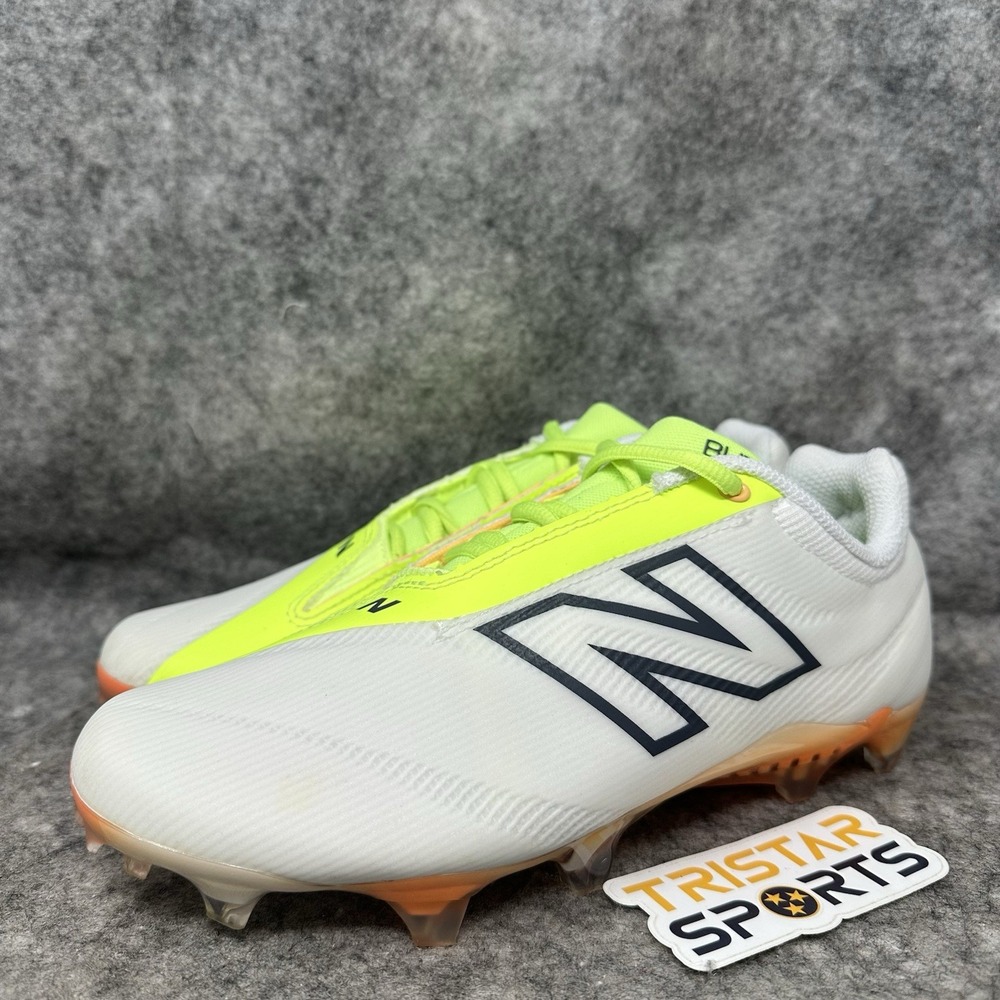 New Balance Burn X4 Low Lacrosse Cleats Mens Size 6 White Green Orange LAX